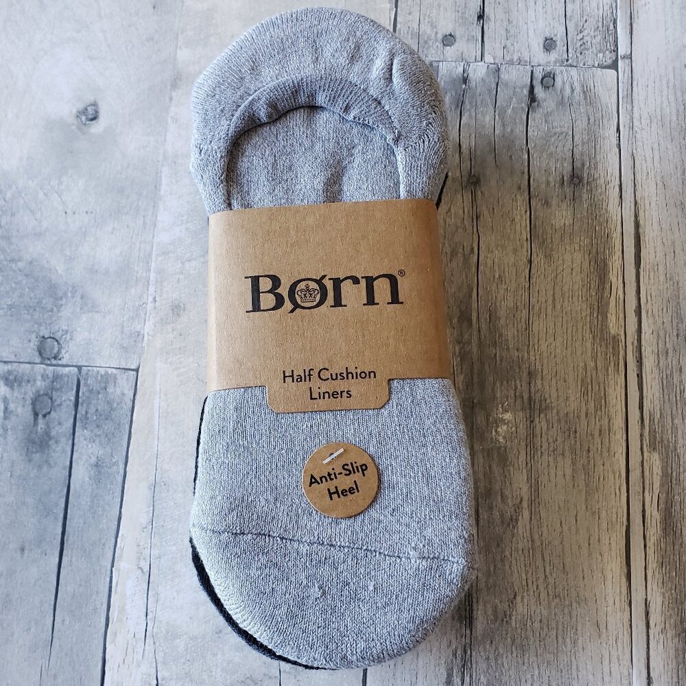 NWT - Born Men's Half Cushion Liners Cushioned Sole Anti-Slip Heel - Size 6-12